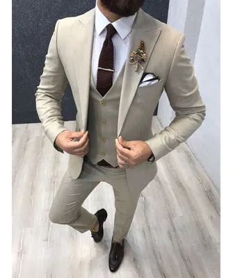 trouwpak man beige